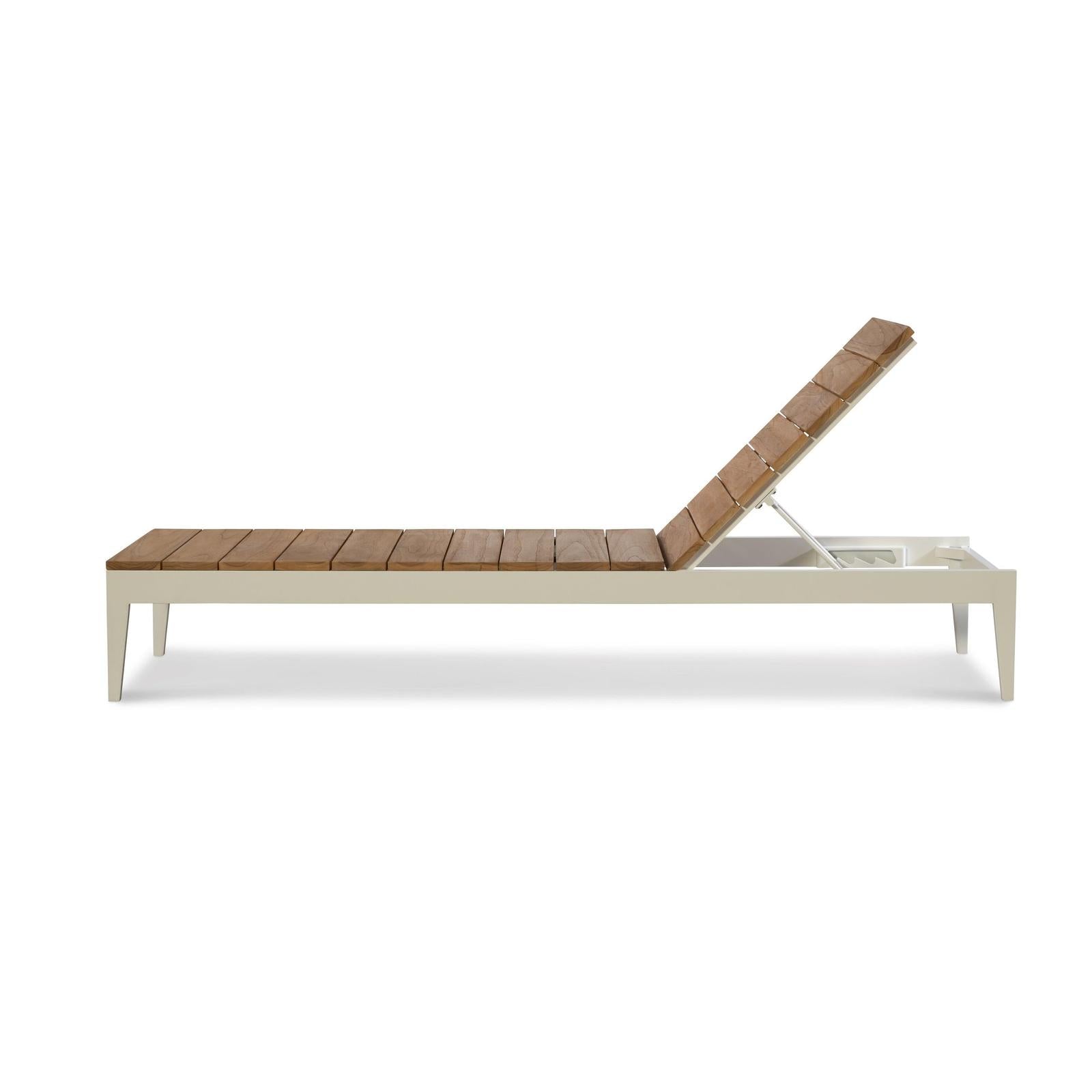 Century Furniture Outdoor Complements Poolside Metal/Teak Reclining Chaise Long