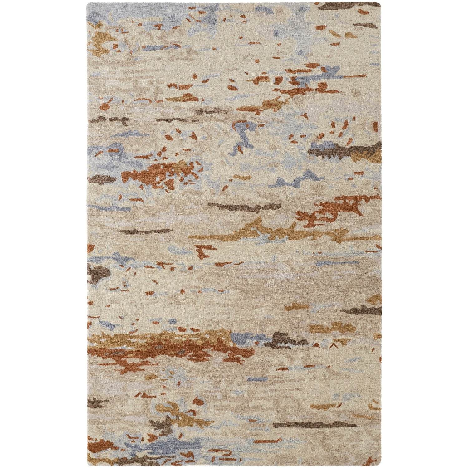 Feizy Everley 8644F Modern Abstract in Ivory/Blue/Brown