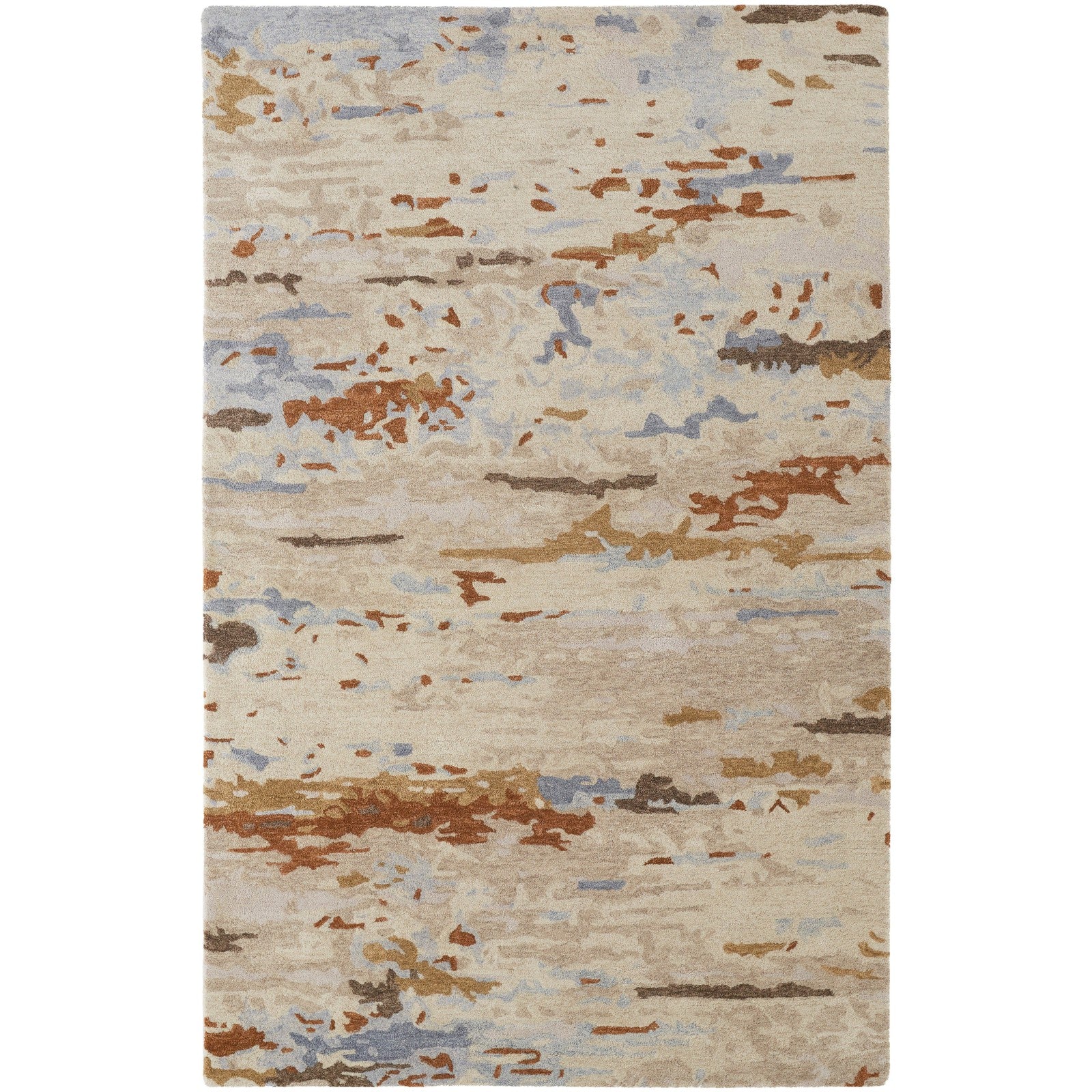 Feizy Everley 8644F Modern Abstract in Ivory/Blue/Brown