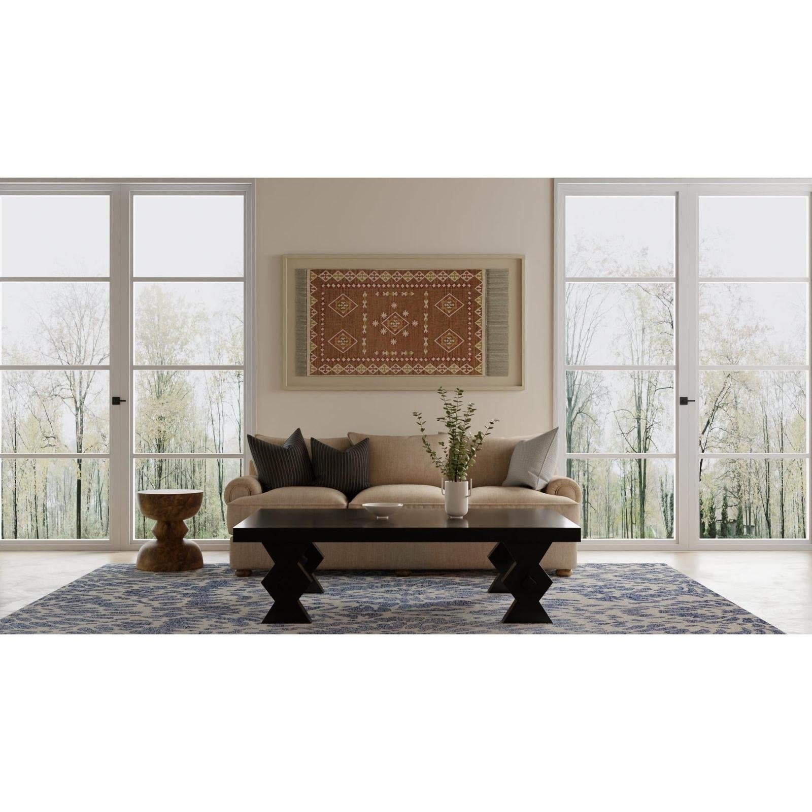 Feizy Wallace 8A39F Modern Abstract Rug in Blue/Ivory