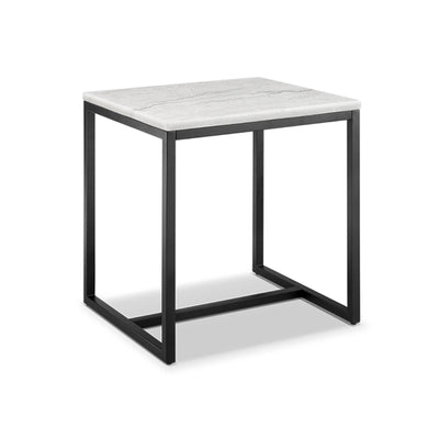 Magnussen Home Torin White Marble And Matte Black Rectangular End Table