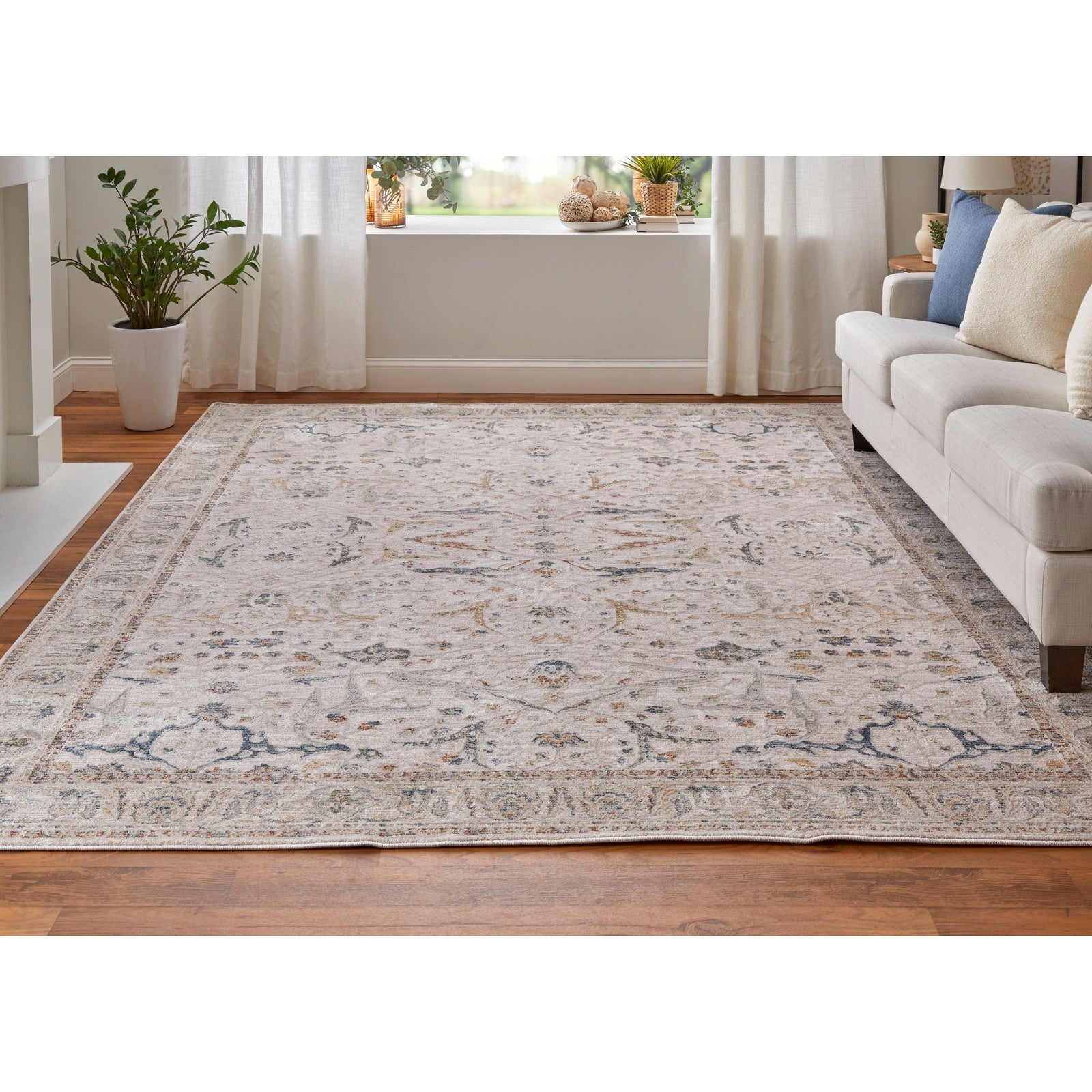 Feizy Pasha 39M4F Transitional Ikat in Ivory/Blue/Red