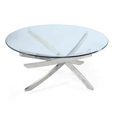 Magnussen Home Zila Brushed Nickel Round Cocktail Table