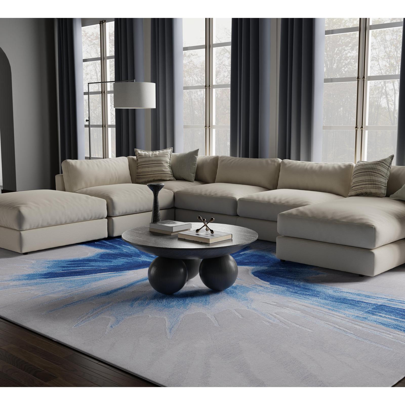 Feizy Kawai 8984F Modern Abstract Rug in Blue/Gray