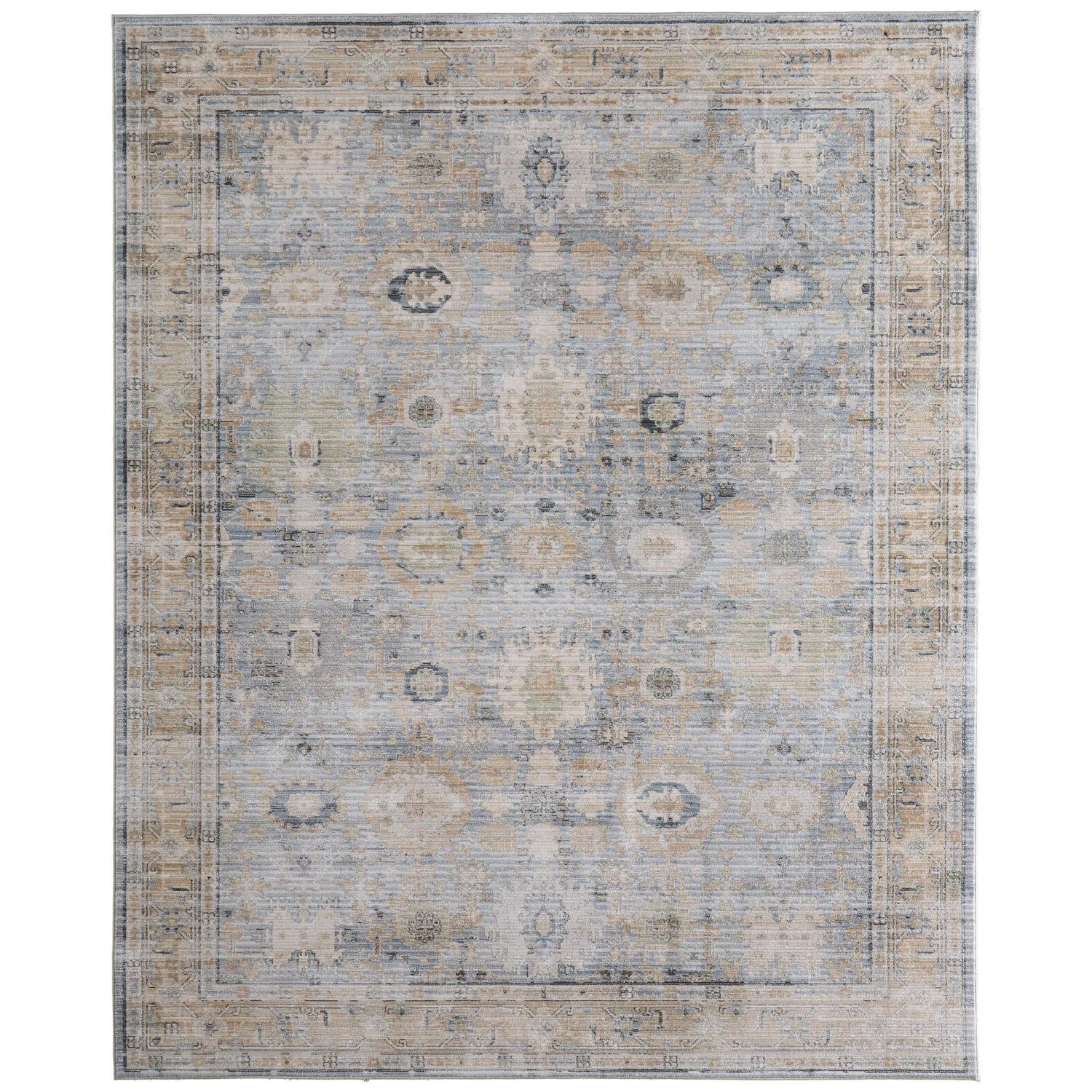 Feizy Augustine 39TZF Traditional Bordered, Blue/Ivory/Tan, Rug
