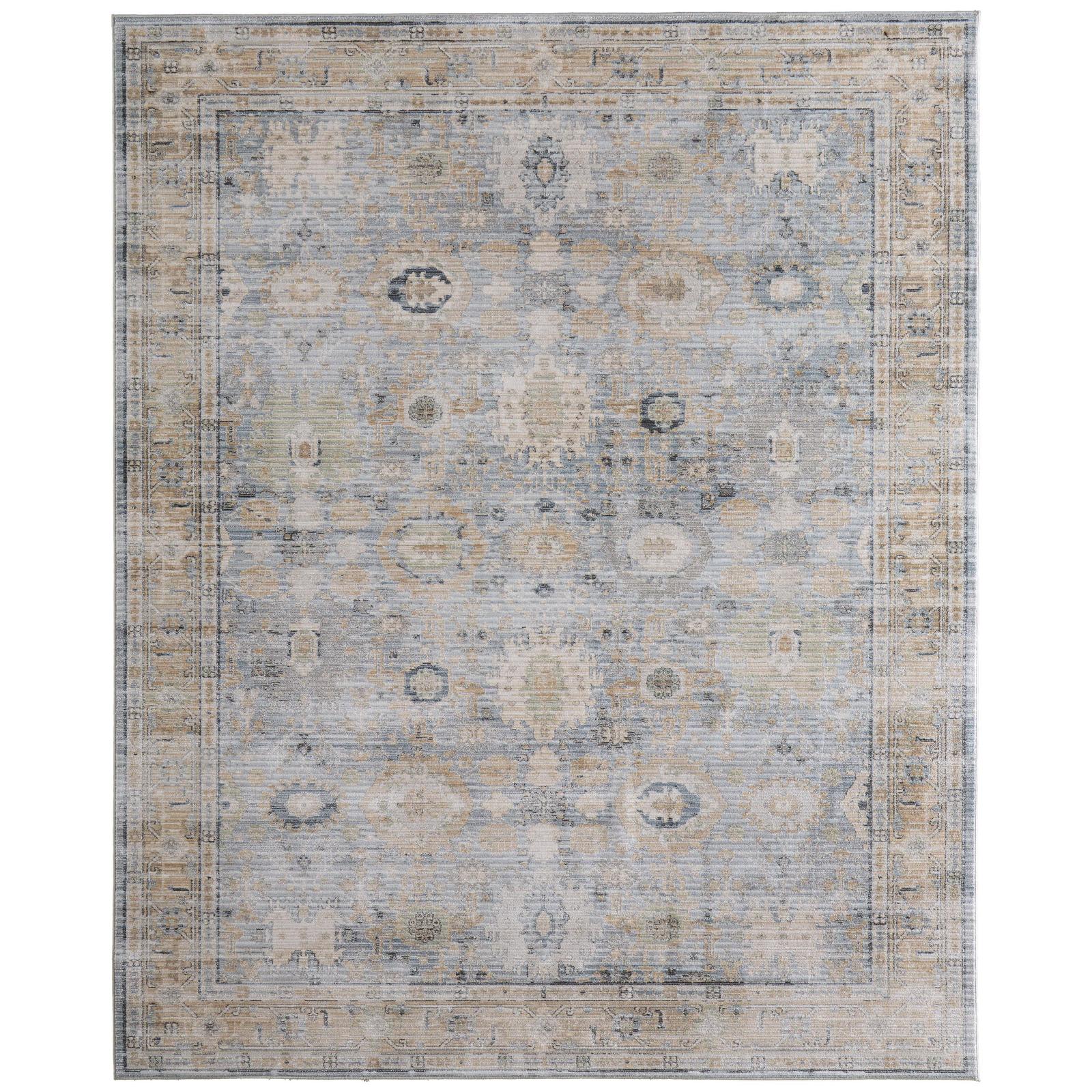 Feizy Augustine 39TZF Traditional Bordered, Blue/Ivory/Tan, Rug
