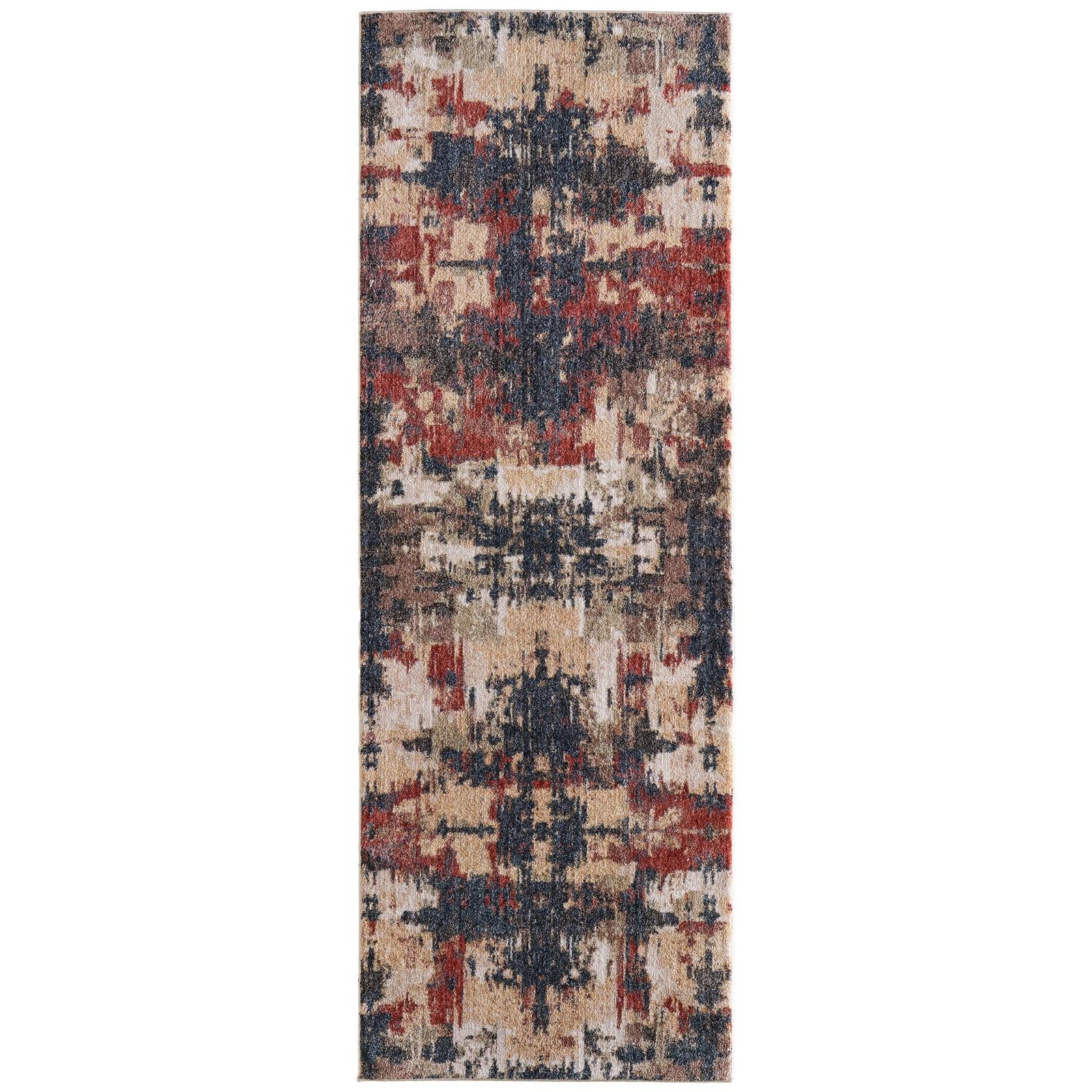 Feizy Pearson 39SQF Modern Abstract, Blue/Red/Tan, Rug