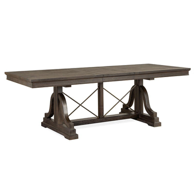 Magnussen Home Westley Falls Graphite Extendable Trestle Dining Table
