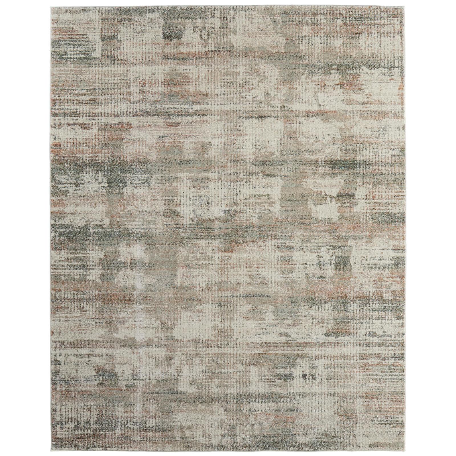 Feizy Eden 39QWF Modern Abstract Rug in Ivory/Gray/Green