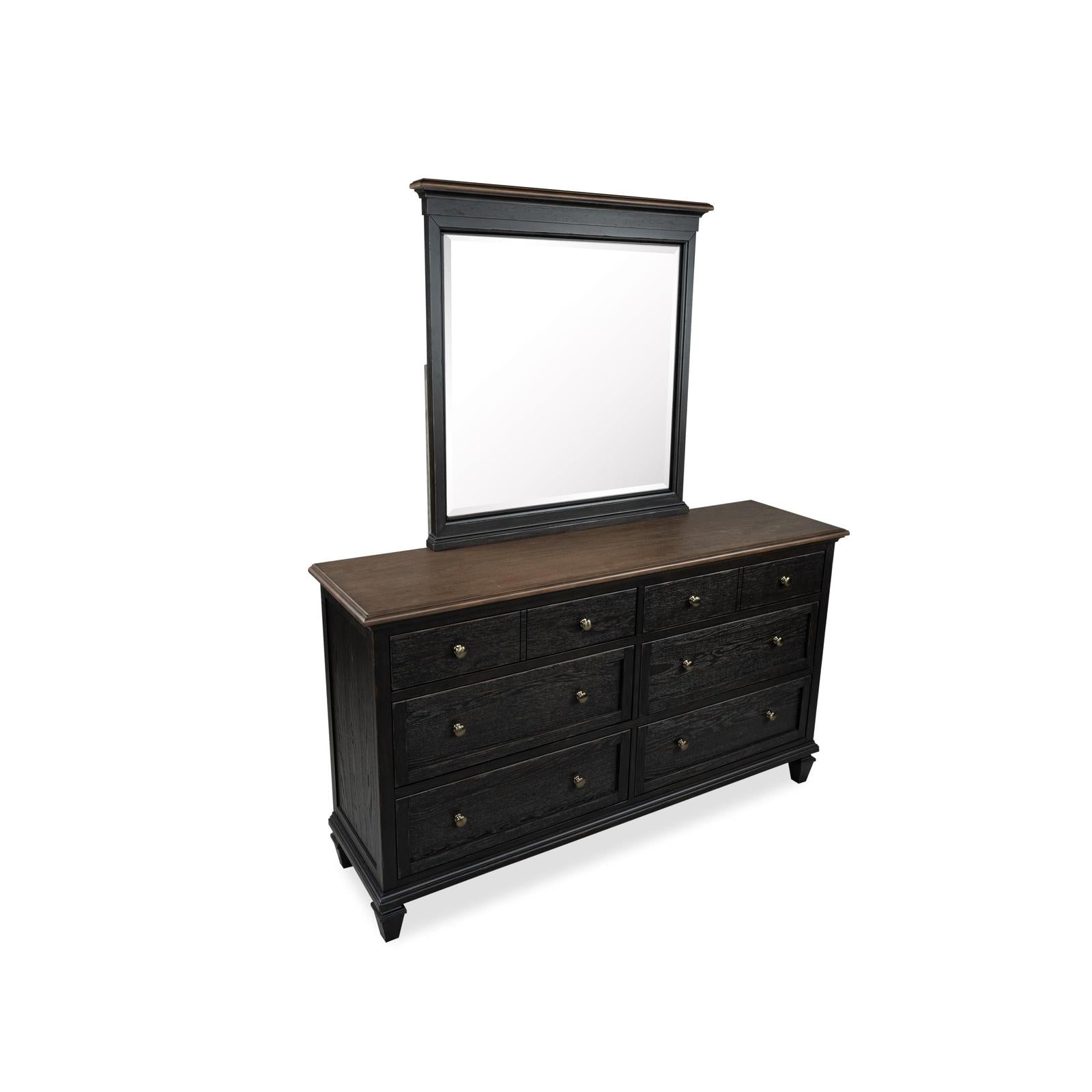 Magnussen Home Surrey Brown Double Drawer Dresser With Portrait Mirror