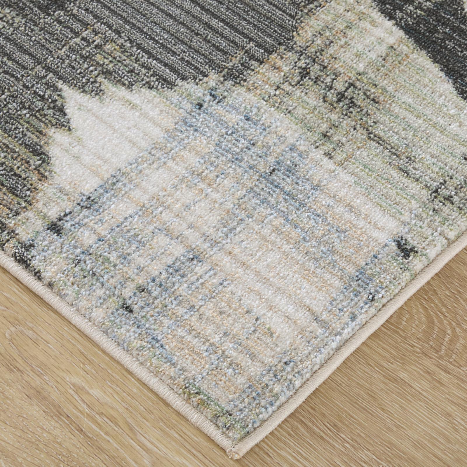Feizy Greenwich 39U1F Modern Abstract, Ivory/Blue/Black, Rug