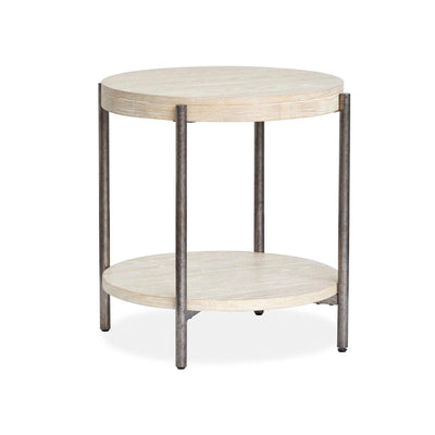 Magnussen Home Jennings Edgecomb Grey And Weathered Antique Nickel Round End Table