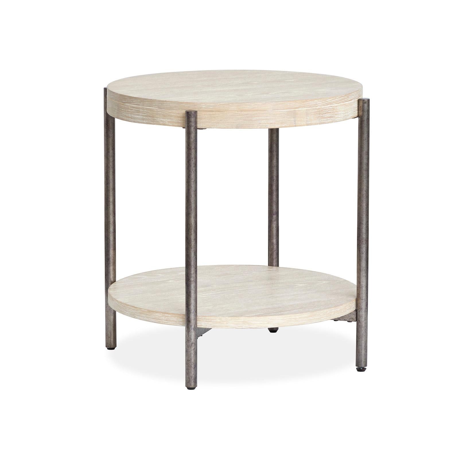 Magnussen Home Jennings Edgecomb Grey And Weathered Antique Nickel Round End Table