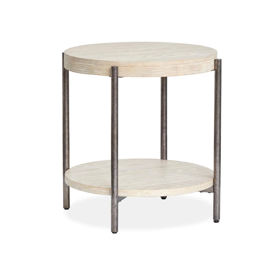 Magnussen Home Jennings Edgecomb Grey And Weathered Antique Nickel Round End Table
