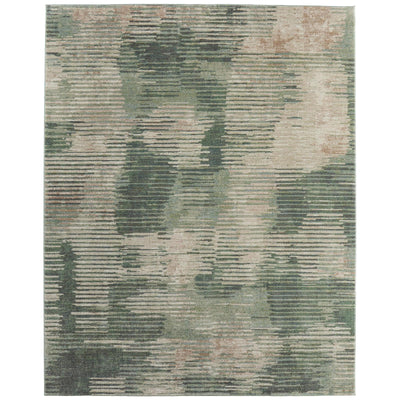 Feizy Eden 39QYF Modern Abstract Rug in Green/Ivory/Brown