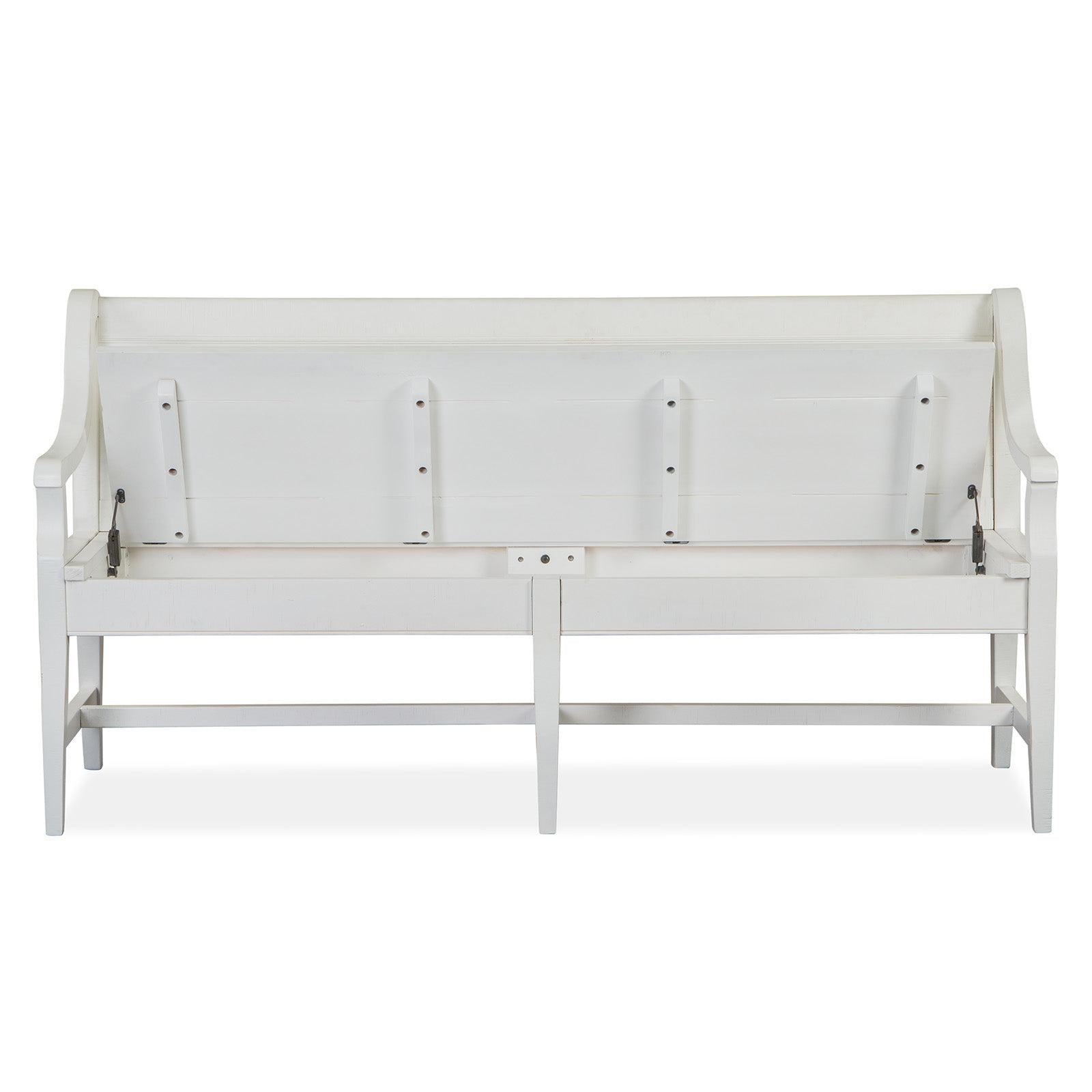 Magnussen Home Heron Cove Chalk White And Dovetail Grey Bench With Back