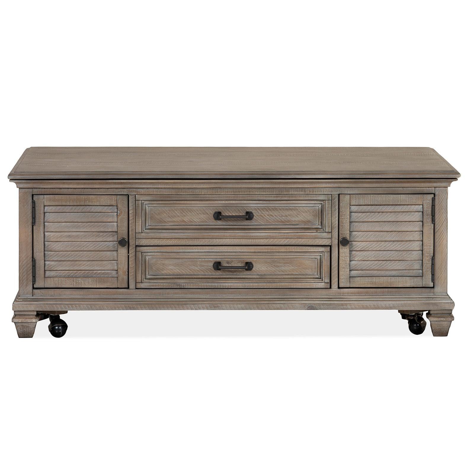Magnussen Home Lancaster Dovetail Grey Lift Top Storage Cocktail Table With Casters