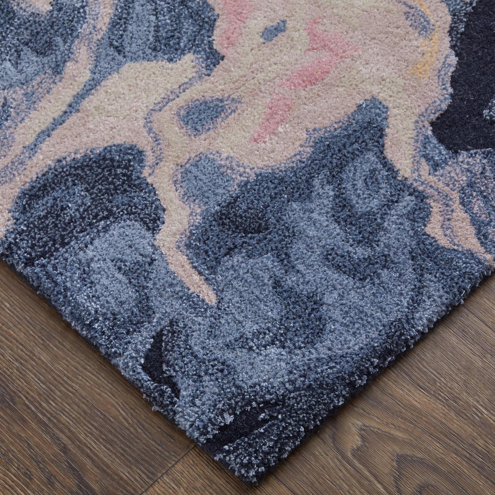 Feizy Kawai 8985F Modern Abstract Rug in Pink/Blue/Ivory