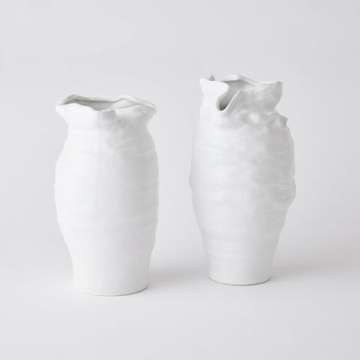 Global Views Ruffle Top Vase White