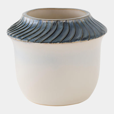 Global Views Aiden Etched Blue Rimed Vase