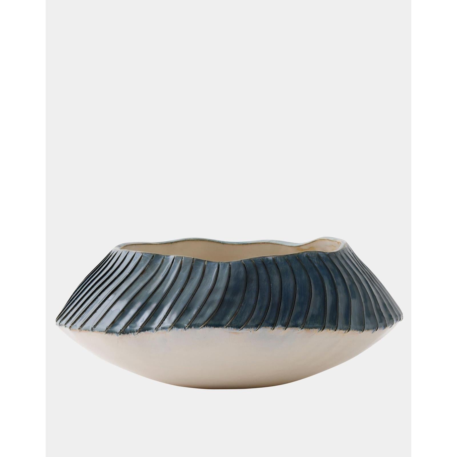 Global Views Aiden Etched Blue Rimed Planter