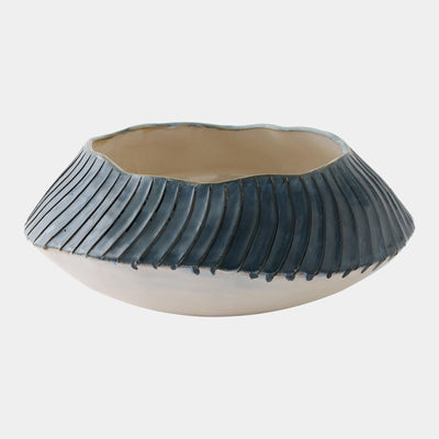 Global Views Aiden Etched Blue Rimed Planter