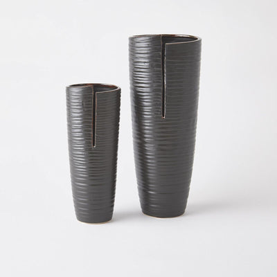 Global Views Metallic Black Split Vase