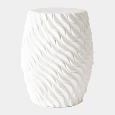 Global Views Wave Garden Stool White