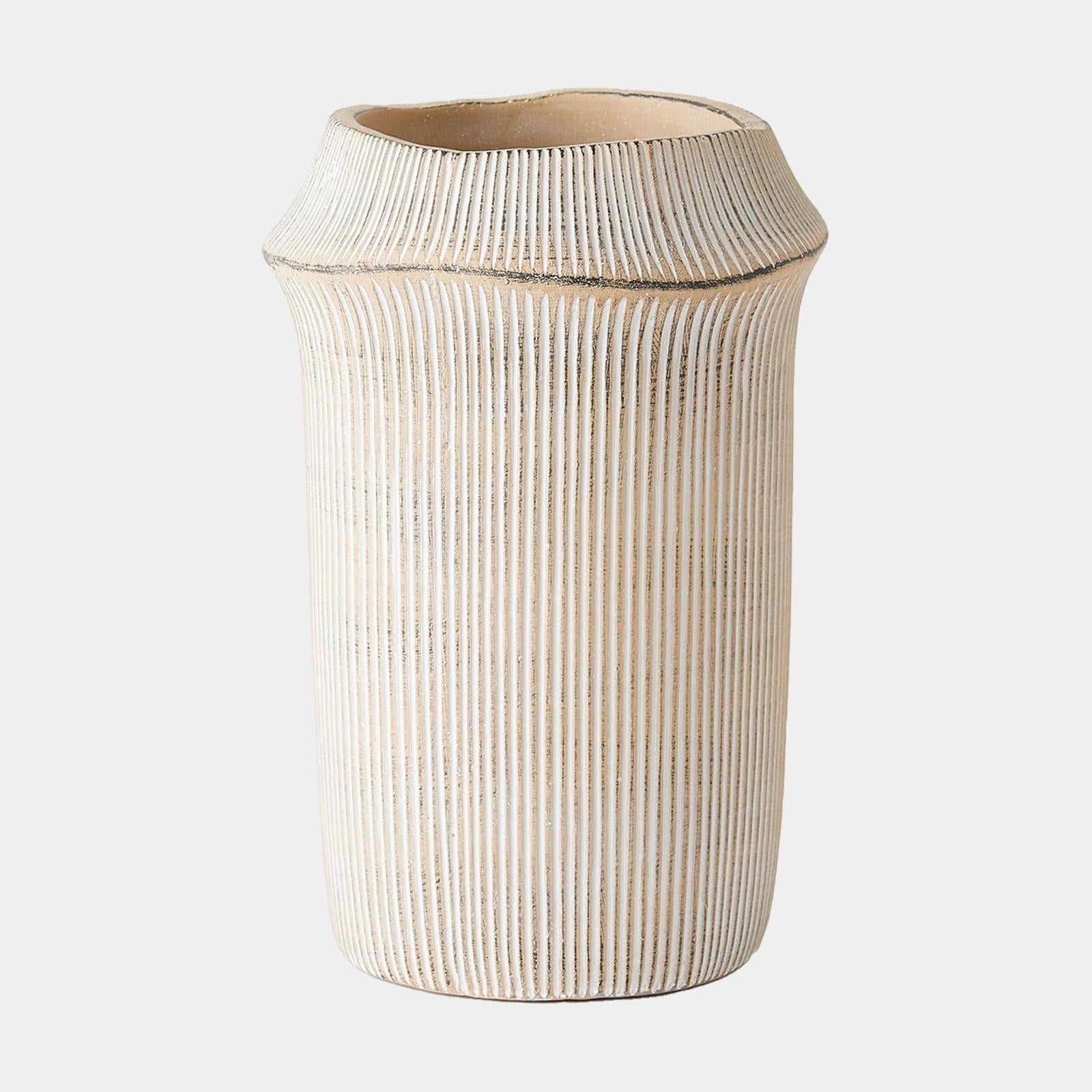 Global Views Frollo Ribbed Cement Vase