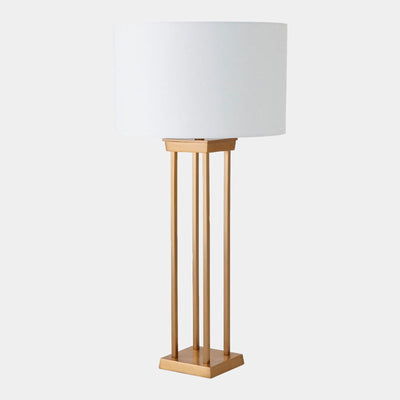 Global Views Four Pillar Satin Brass Table Lamp
