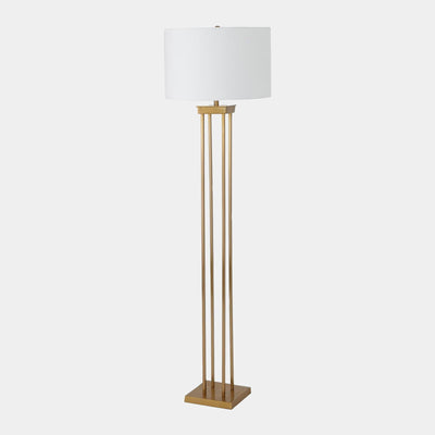 Global Views Four Pillar Satin Brass Floor Lamp
