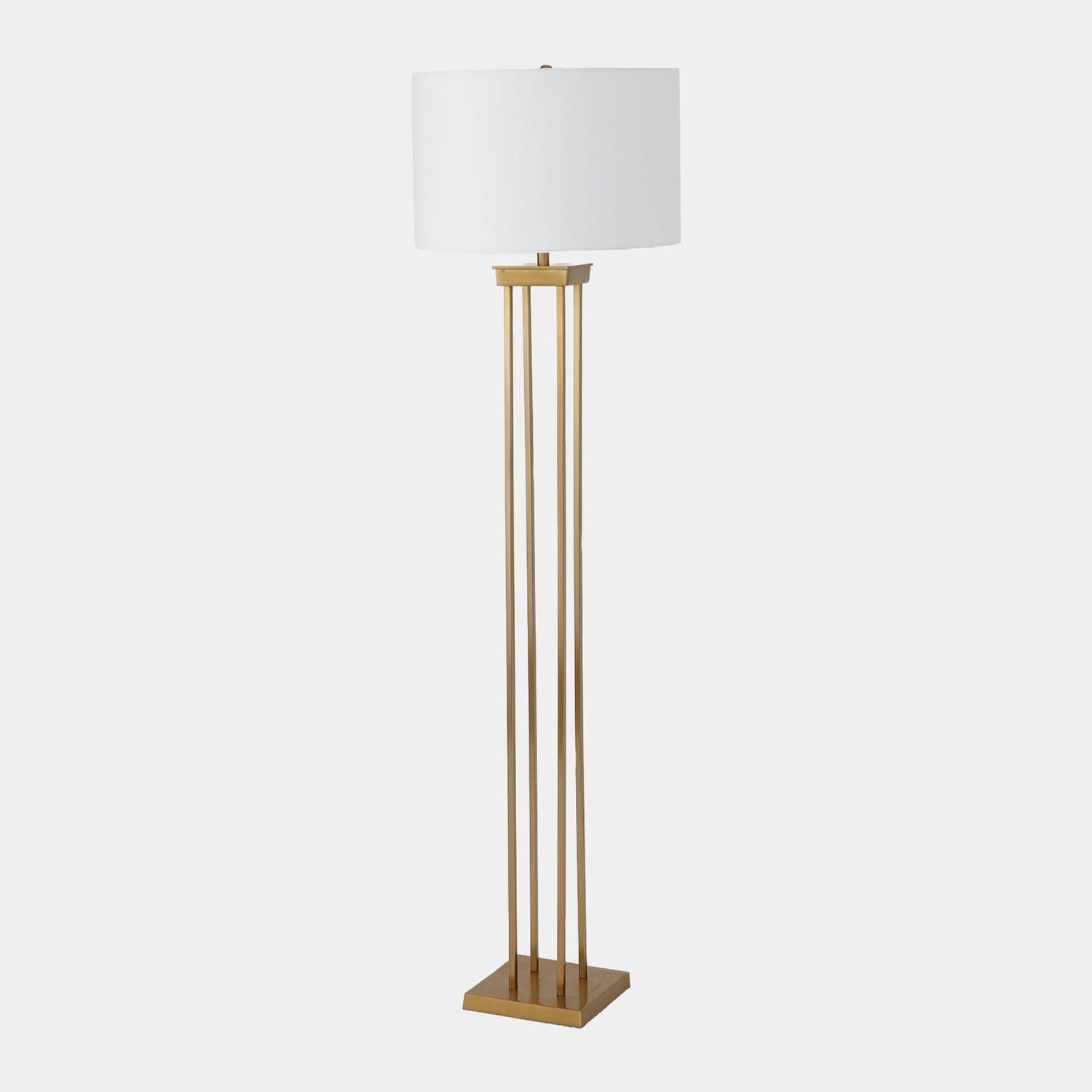 Global Views Four Pillar Satin Brass Floor Lamp
