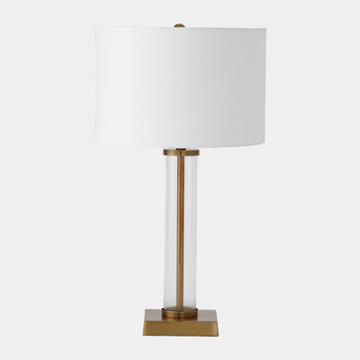 Global Views Franklin Antique Brass Glass Tube Table Lamp