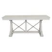Magnussen Home Heron Cove Chalk White And Dovetail Grey Extendable Trestle Dining Table