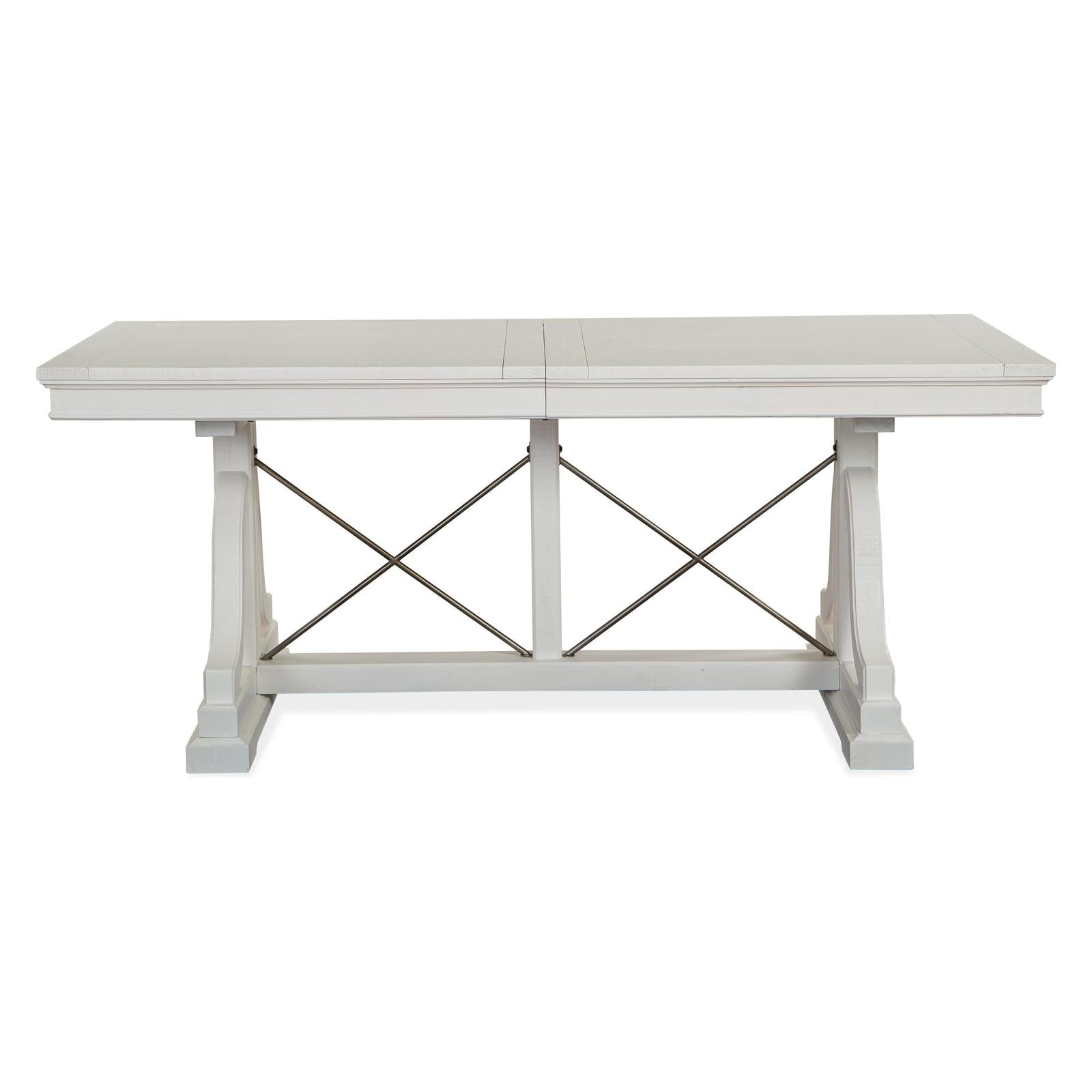 Magnussen Home Heron Cove Chalk White And Dovetail Grey Extendable Trestle Dining Table