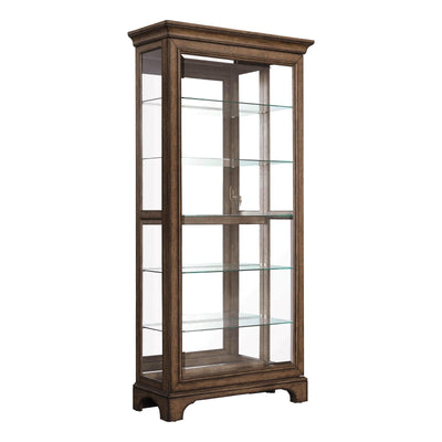 Pulaski Pulaski Accents Rich Brown Soft Chestnut Glass Shelves And Led Light Sliding Door Curio