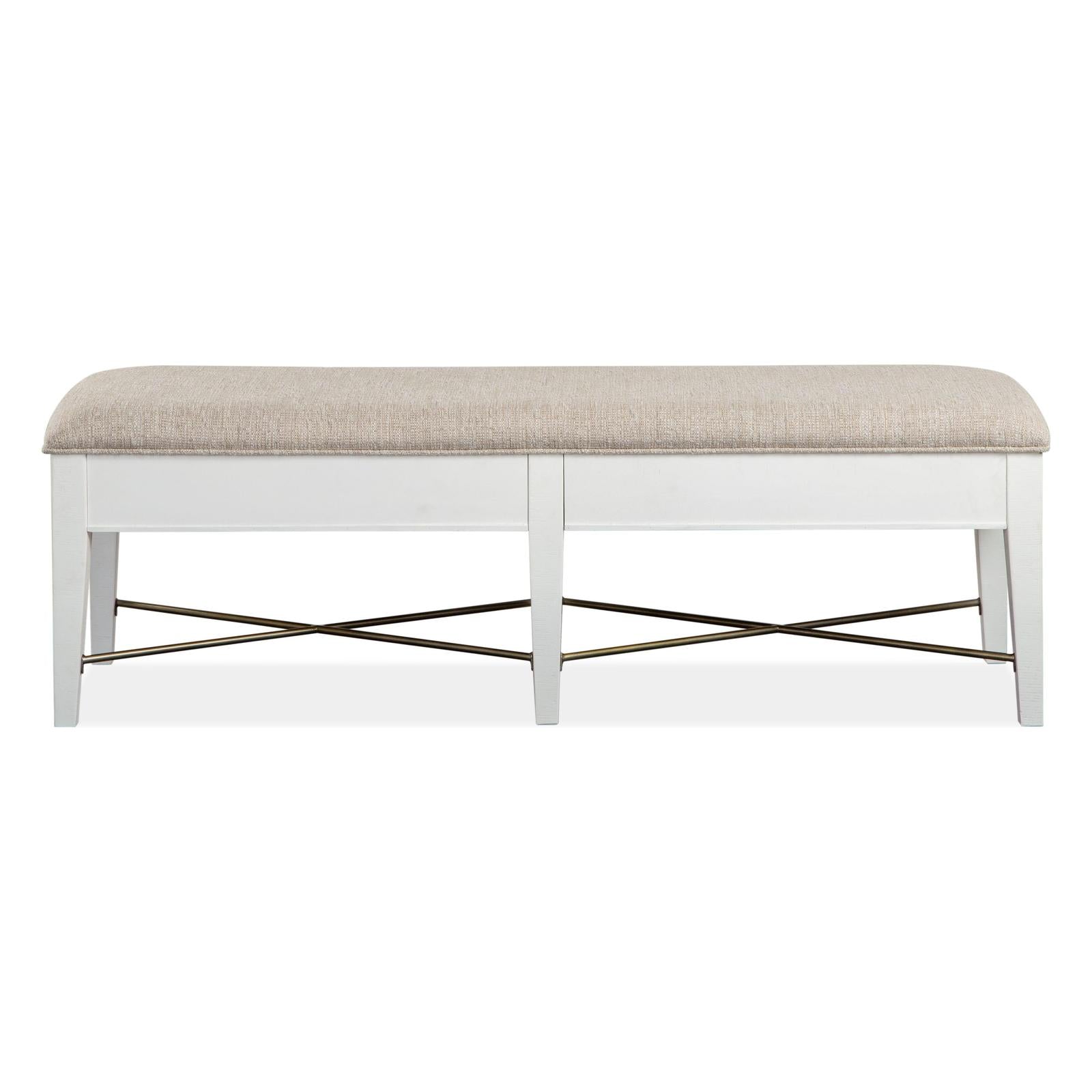 Magnussen Home Heron Cove Chalk White And Dovetail Grey Upholstered Bench