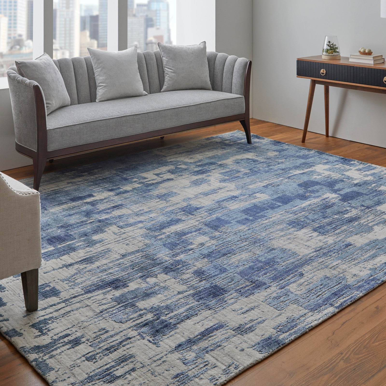 Feizy Eastfield 69AGF Modern Abstract in Blue/Ivory