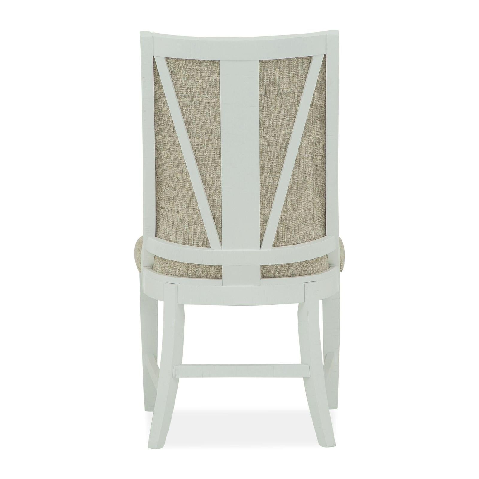 Magnussen Home Heron Cove Chalk White And Dovetail Grey Upholstered Host Chair Set of 2