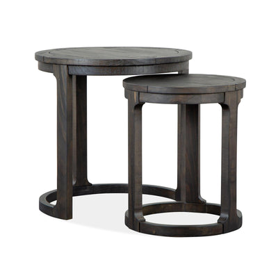 Magnussen Home Boswell Peppercorn Round Nesting End Table