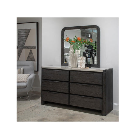 Magnussen Home Keaton Black Double Drawer Dresser With Portrait Mirror