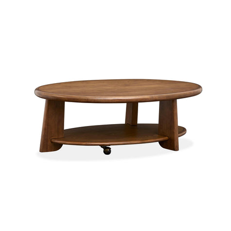 Magnussen Home Tanner Tawny Brown Oval Cocktail Table With Casters