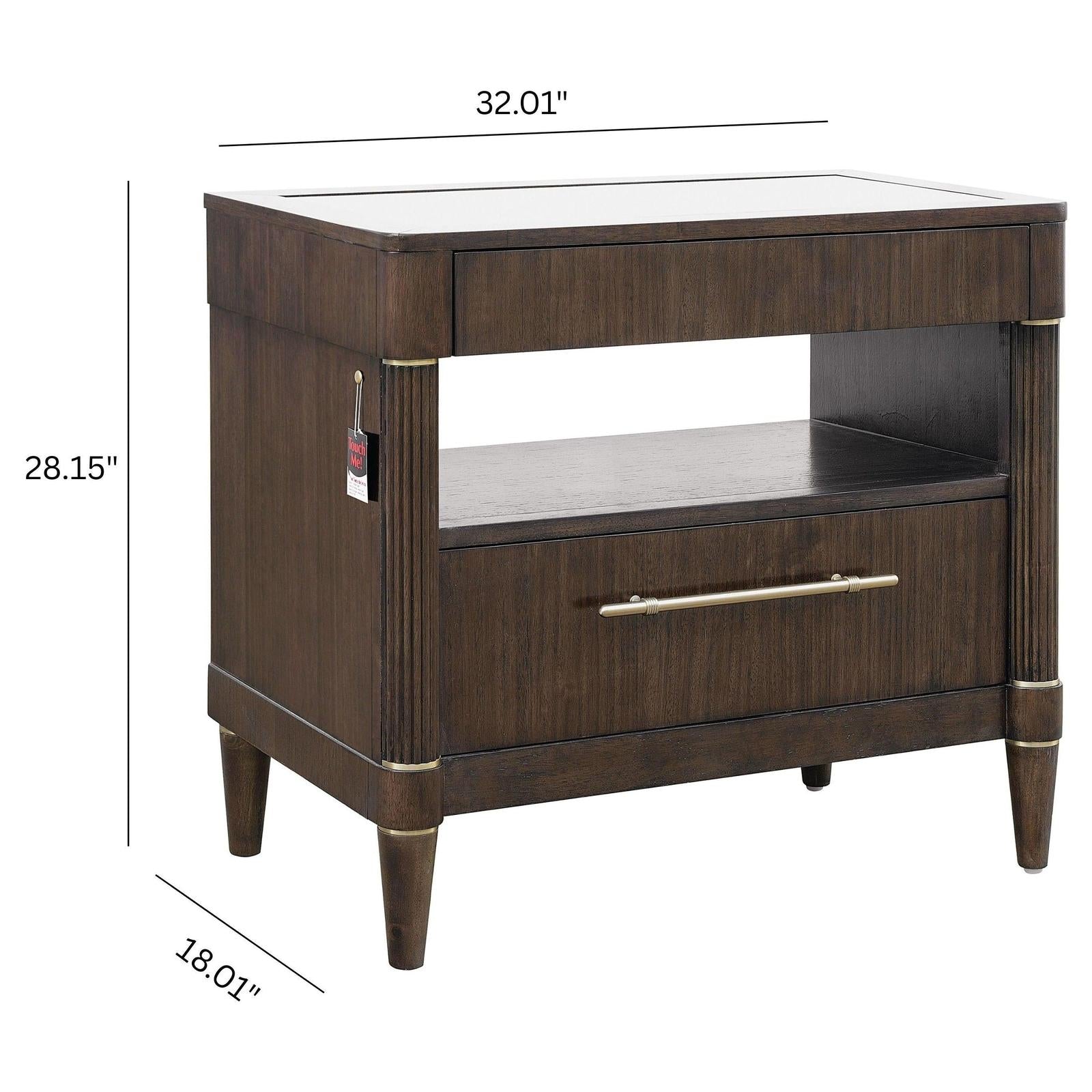 Pulaski Furniture Asher Park Piano Brown Glass Top Bachelor Chest