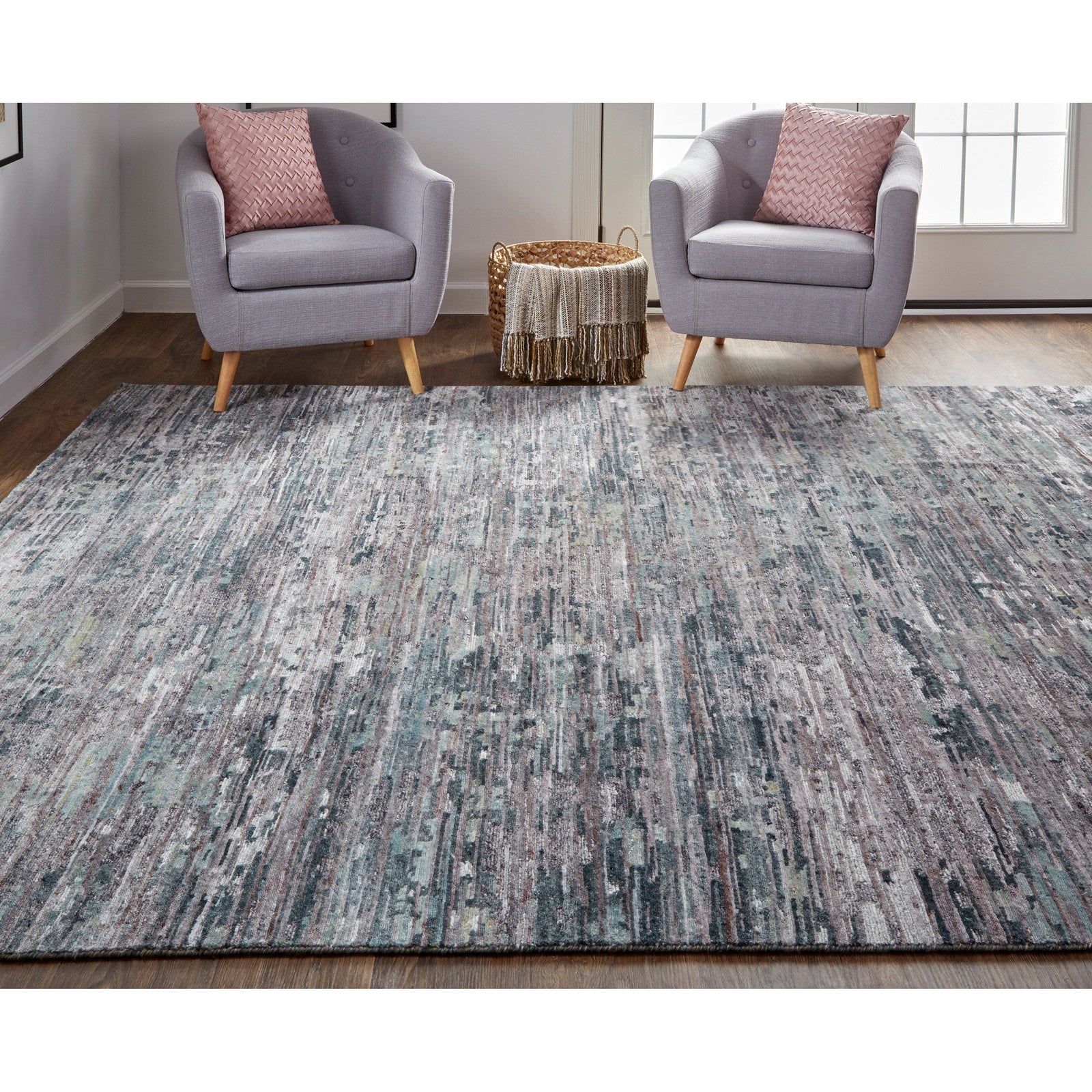 Feizy Conroe 6823F Modern Abstract in Blue/Gray