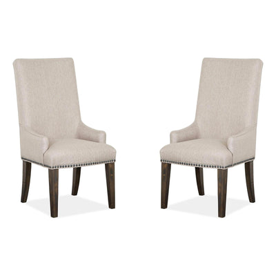 Magnussen Home Bellamy Peppercorn Upholstered Host Chair Set of 2