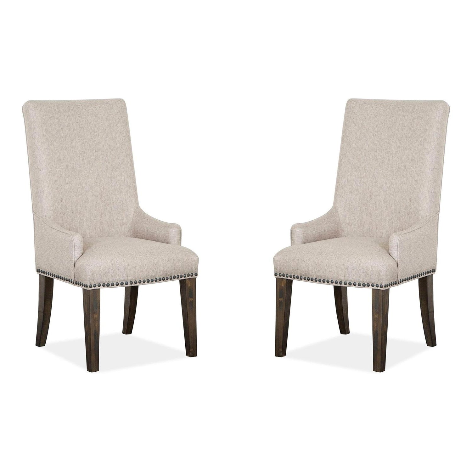 Magnussen Home Bellamy Peppercorn Upholstered Host Chair Set of 2