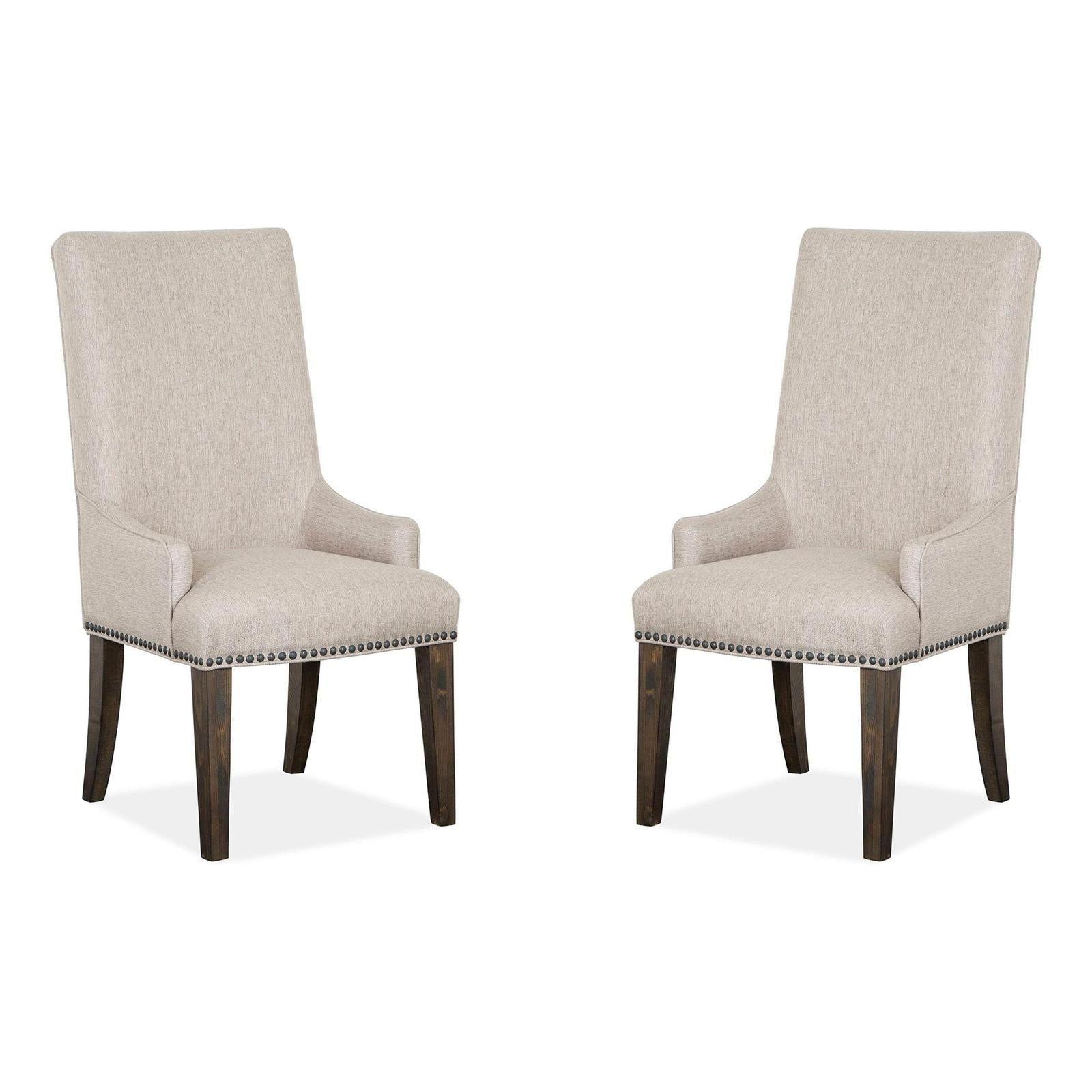 Magnussen Home Bellamy Peppercorn Upholstered Host Chair Set of 2