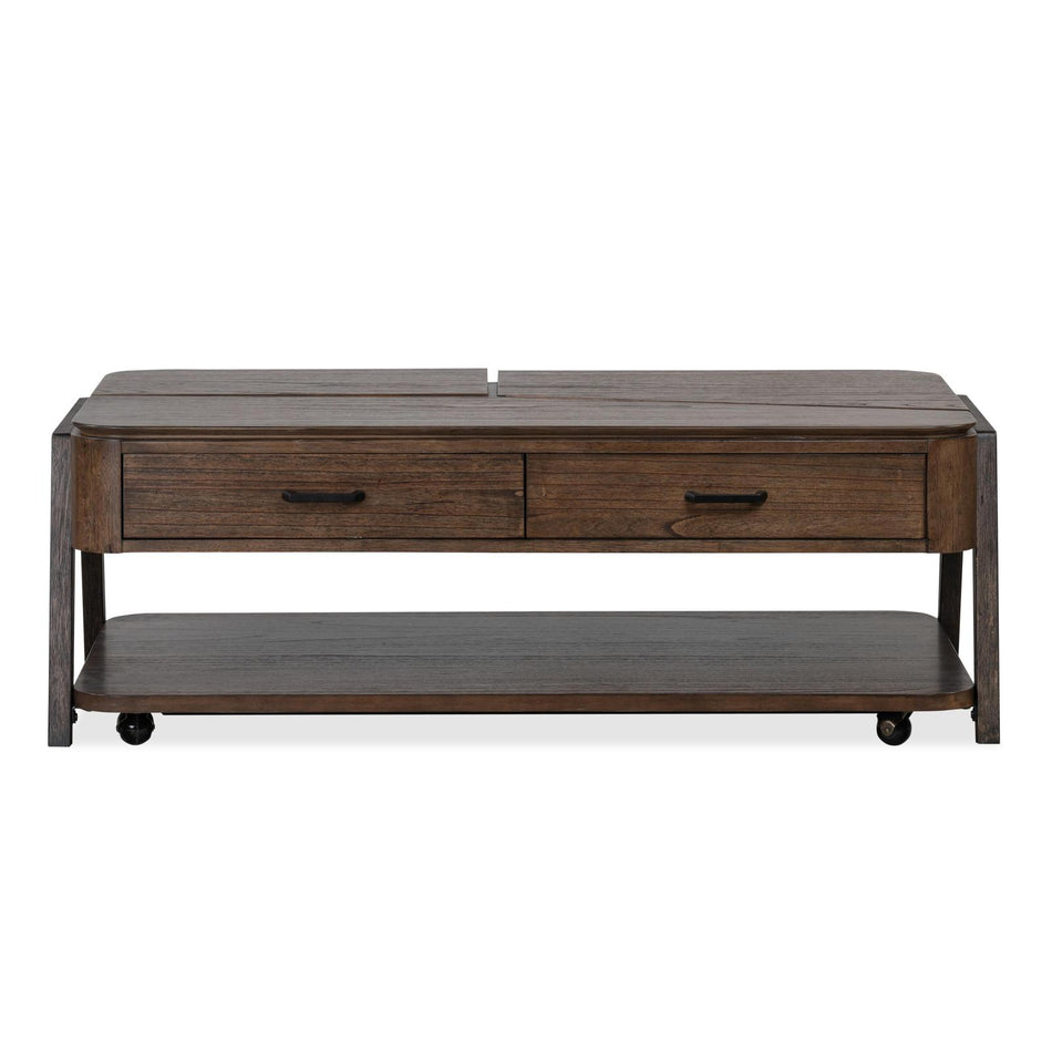 Magnussen Home Hallie Milk Chocolate & Dark Chocolate Lift Top Storage Cocktail Table With Casters