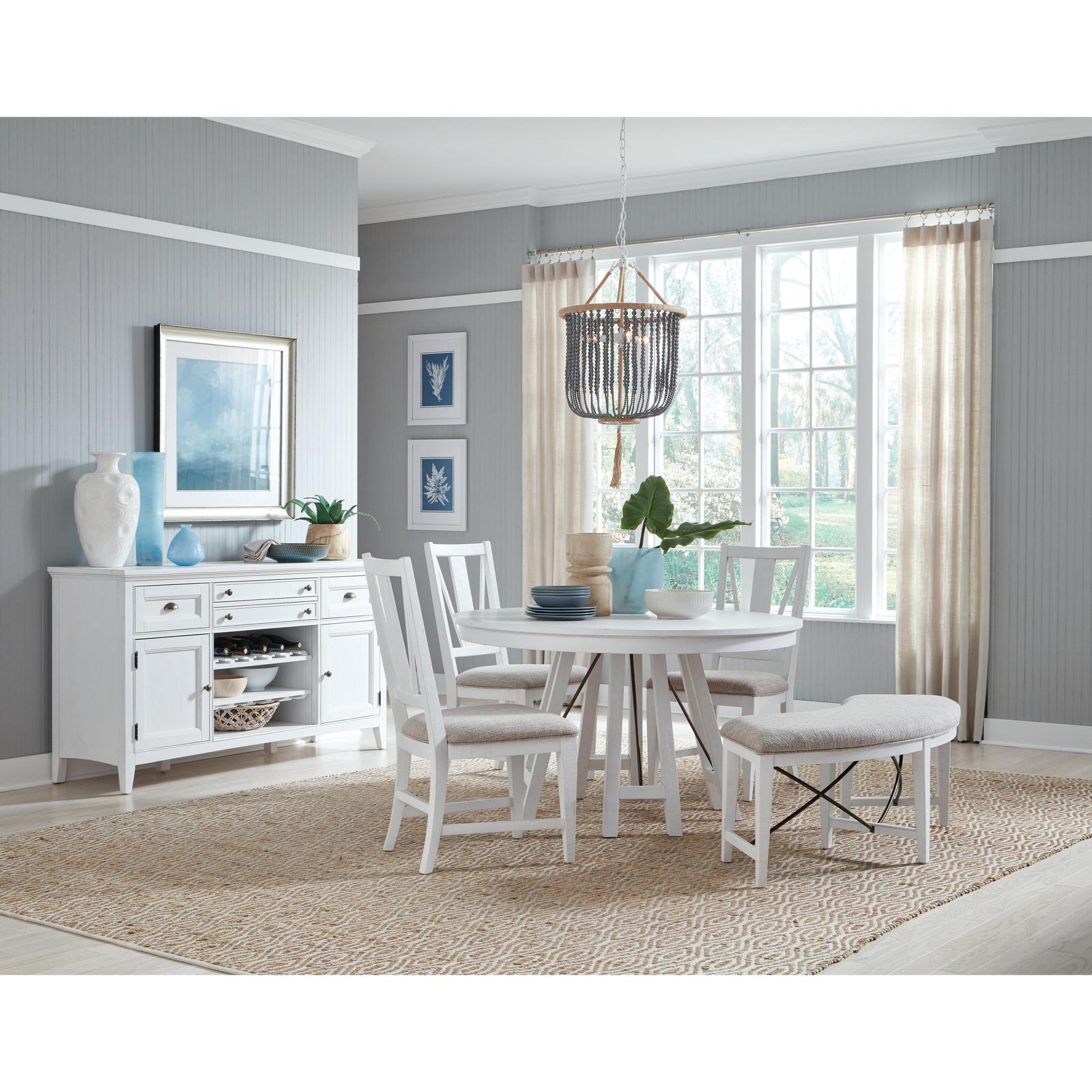 Magnussen Home Heron Cove Chalk White And Dovetail Grey Round Dining Table