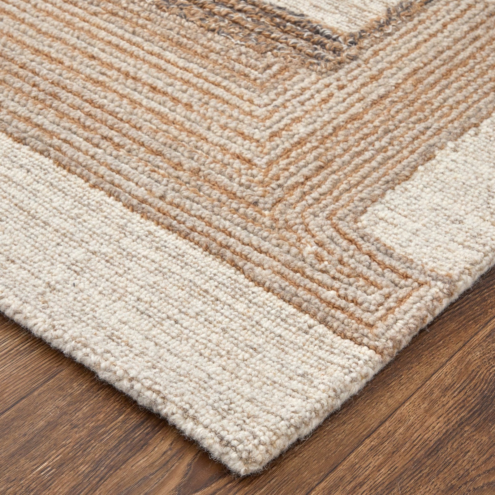 Feizy Pollock 8954F Modern Geometric in Ivory/Brown/Tan